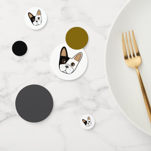 白黒ブルドッグフランスの顔テーブル紙吹雪 コンフェッティ (グループ)