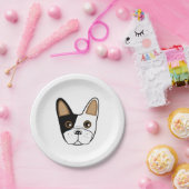 白黒ブルドッグフランスの顔 ペーパープレート (パーティー)