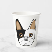 白黒ブルドッグフランスの顔 紙コップ (裏面)