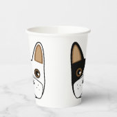 白黒ブルドッグフランスの顔 紙コップ (左)