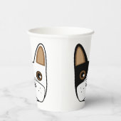 白黒ブルドッグフランスの顔 紙コップ (右)