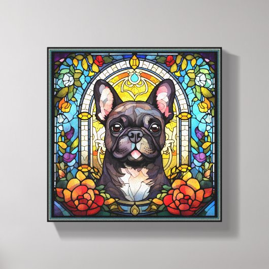 白黒ブルドッグ キャンバスプリント (正面)