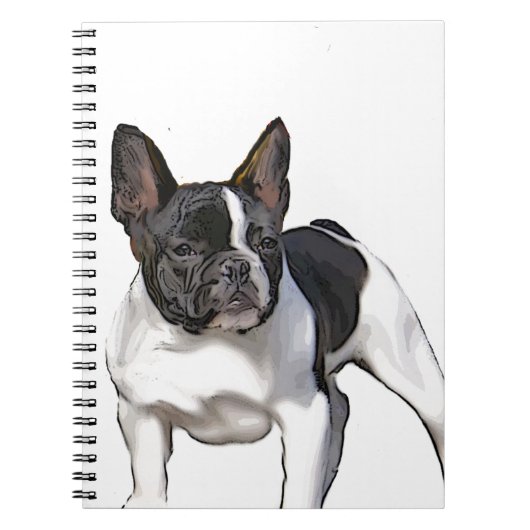 白黒ブルドフランスのッグ ノートブック (正面)