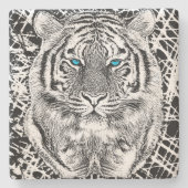 白黒ブルーアイズタイガーデザイン ストーンコースター (正面)