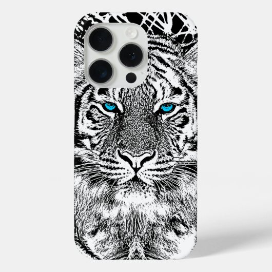 白黒ブルーアイズタイガーデザイン Case-Mate iPhoneケース (裏面)
