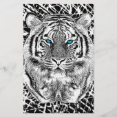 白黒ブルーアイズワイルドタイガー顔 便箋 (正面)