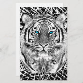 白黒ブルーアイズワイルドタイガー顔 便箋 (正面/裏面)