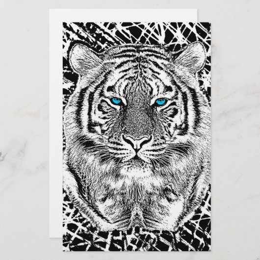 白黒ブルーアイズワイルドタイガー顔 便箋