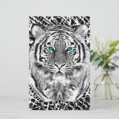 白黒ブルーアイズワイルドタイガー顔 便箋 (スタンド正面)