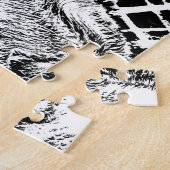 白黒ブルーアイタイガーグラフィック ジグソーパズル (側面)