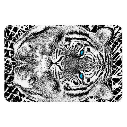 白黒ブルーアイタイガーグラフィック マグネット (横)