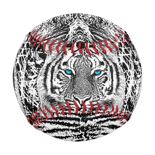 白黒ブルーアイタイガーグラフィック 野球ボール (裏面)