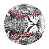 白黒ブルーアイタイガーグラフィック 野球ボール (正面)