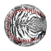 白黒ブルーアイタイガーグラフィック 野球ボール (正面左)