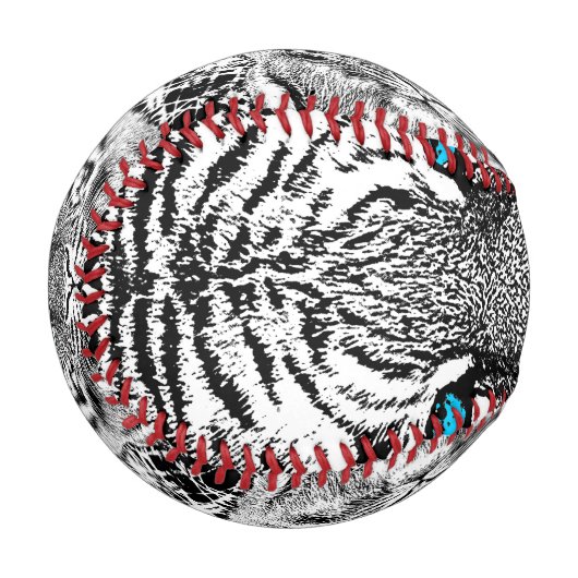 白黒ブルーアイタイガーグラフィック 野球ボール (正面左)