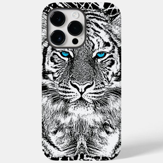 白黒ブルーアイタイガーグラフィック Case-Mate iPhoneケース (裏面)