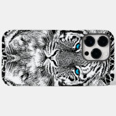 白黒ブルーアイタイガーグラフィック Case-Mate iPhoneケース (裏面 (横))
