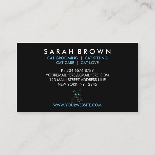 白黒ブルーアイネコ 名刺 (裏面)