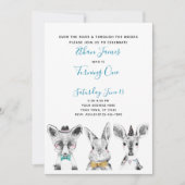 白黒ブルーウッドランド1歳パーティー 招待状 (正面)