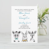 白黒ブルーウッドランド1歳パーティー 招待状 (スタンド正面)