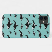 白黒ブルーオルカキラーホエールマリンパターン Case-Mate iPhoneケース (裏面(横))