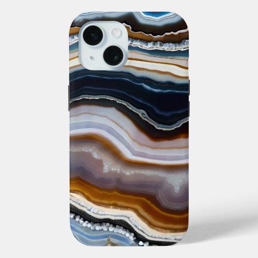 白黒ブルーグレーテラコッタアゲード Case-Mate iPhoneケース (裏面)