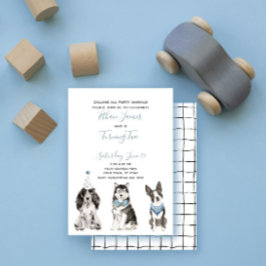 白黒ブルードッグボーイの誕生日パーティー 招待状