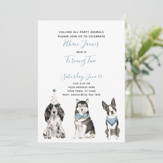 白黒ブルードッグボーイの誕生日パーティー 招待状 (スタンド正面)