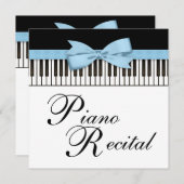 白黒ブルーピアノ鍵発表会 招待状 (正面/裏面)