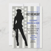 白黒ブルーフラッグ警察の女性退職 招待状 (正面)