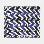 白黒ブルーロープストライプ フリースブランケット (正面(横))