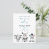 白黒ブルーワイルドワンボーイズバースデーパーティー インビテーションポストカード (スタンド正面)