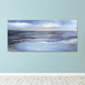 白黒ブルー抽象芸術シースケープ キャンバスプリント (インサイチュ (ウッドフロア))