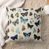 白黒ブルー蝶美しい自然恋人 クッション (ブランケット)