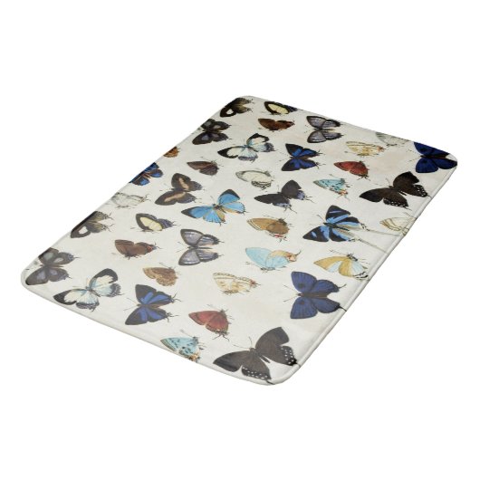 白黒ブルー蝶美しい自然恋人 バスマット (アングル)