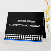 白黒ブルー誕生日エイジンググレースカード カード (黄色い花)