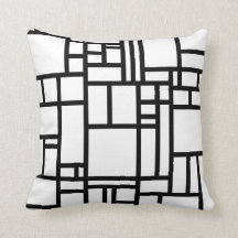 白黒ブロックの抽象芸術装飾用クッション