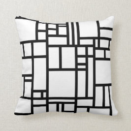 白黒ブロックの抽象芸術装飾用クッション クッション