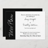 白黒ブロック新しい計画結婚延期されたカード 招待状 (正面/裏面)