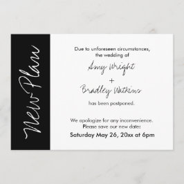 白黒ブロック新しい計画結婚延期されたカード 招待状