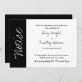 白黒ブロック"通知"延期された結婚カード 招待状 (正面/裏面)