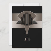 白黒ブロンズアールデコタワー結婚式招待状 招待状 (裏面)