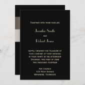 白黒ブロンズアールデコタワー結婚式招待状 招待状 (正面/裏面)