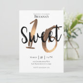 白黒ブロンズモダンスウィート16バースデーパーティー 招待状 (スタンド正面)