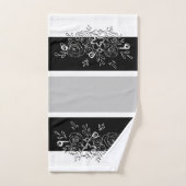 白黒ブーケグレイストライプズ バスタオルセット (ハンドタオル)