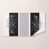 白黒ブーケグレイストライプズ バスタオルセット (ハンドタオル)