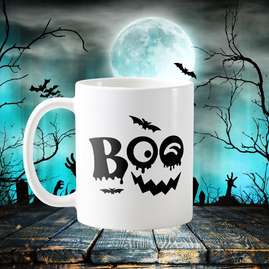白黒ブー不気味ハロウィーン コーヒーマグカップ