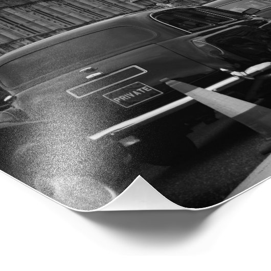 白黒プリントのビッグベンとタクシー客室 フォトプリント            (角)