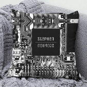 白黒プリント回路基板ギーク電子機器 クッション