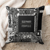 白黒プリント回路基板ギーク電子機器 クッション (ブランケット)